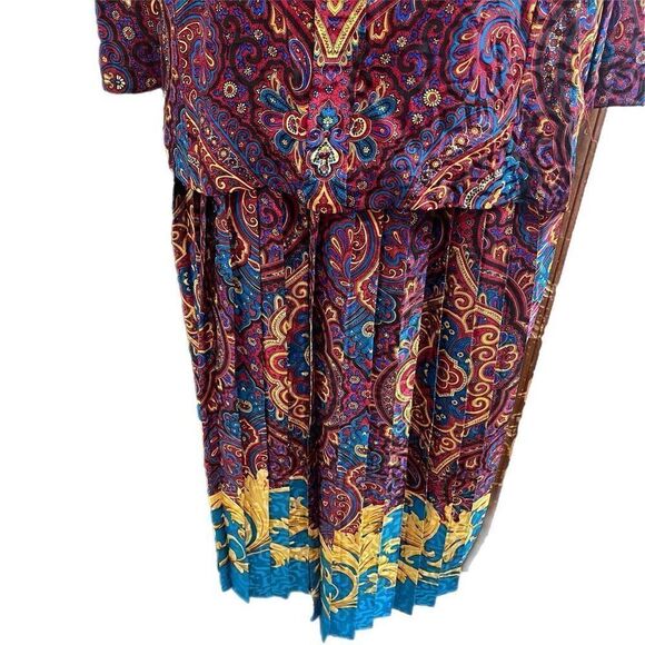 Richard Warren VTG 100% Silk Paisley Skirt Set Size 14 - Picture 3 of 15